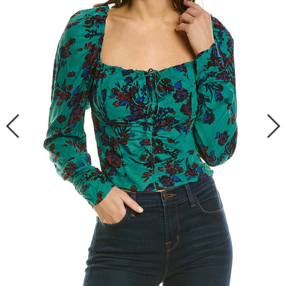 Free People Green Hilary Print Top - Medium